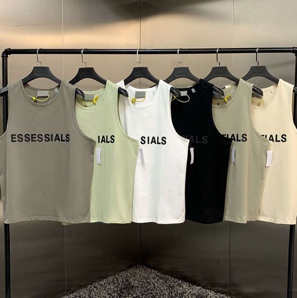 ESS Herren-Tanktop, T-Shirt, Trendmarke, dreidimensionaler Schriftzug, reine Baumwolle, Damensport, lässig, locker, High Street, ärmellos, Weste, EU-Größe S-XL, alle Arten von Mode