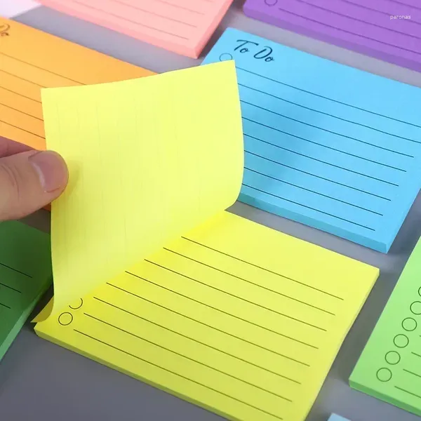 Lista di cose da fare a colori fluorescenti 50 fogli Taccuini memo strappabili Kawaii Sticky Notes Cancelleria coreana Scrittura Forniture per ufficio