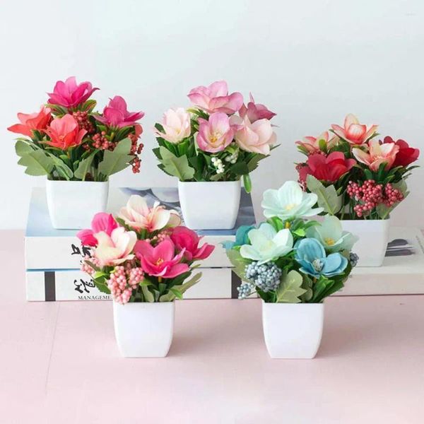 Fiori decorativi in stile europeo Tea Rose Vaso da fiori artificiali Bonsai Tavolo da giardino Decorazione della stanza