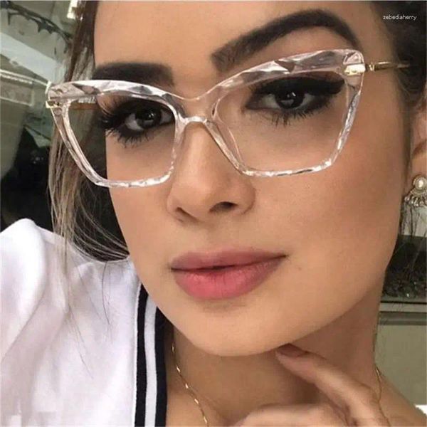 Sonnenbrillenrahmen Cat Eye Transparente Damenbrille Brille Klarer Rahmen Weibliche Brillen Mode Myopie Nerd-Linse