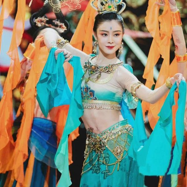 Stage Wear Encontro Voando Dança Clássica Performance Roupas Crianças Étnica Dunhuang Heavenly Girl Rebote Pipa