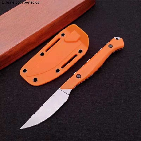 15700 Flyway BM Messer mit fester Klinge, Stonewashed, gerader Messerrücken/Orange G10-Griffe, Outdoor, taktisches Überleben, EDC-Werkzeuge. BM15002 162 15600 Boltaron-Scheide