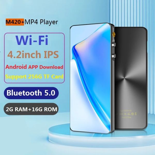 Alto-falantes Novo M420 + Android WiFi MP4 Player Bluetooth 5.0 Google Play 4.2 polegadas Touch Screen Music Video Player com alto-falante Rádio FM Ebook