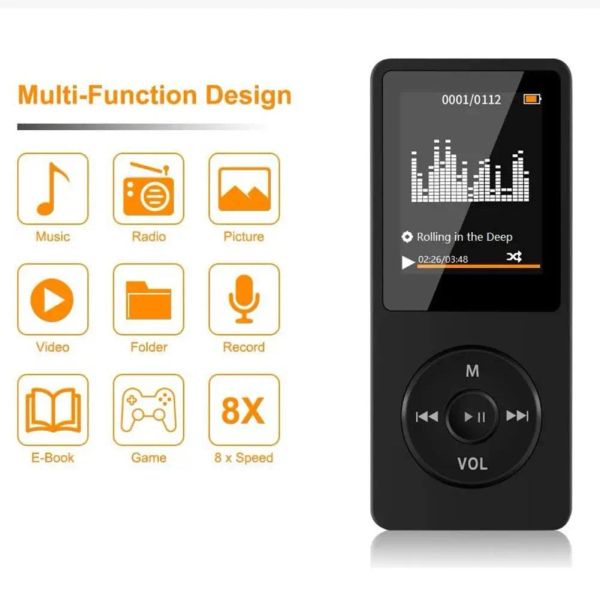 Spieler Mini MP3 Player MP4 Ebook Aufnahmestift FM Radio Multifunktionaler elektronischer Speicherkartenlautsprecher mit Ladeleitung Kopfhörer