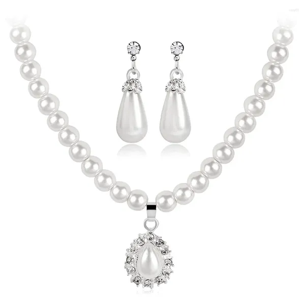 Collana orecchini set leggero lusso retrò da sposa in due pezzi abito da sera da sposa accessori girocollo