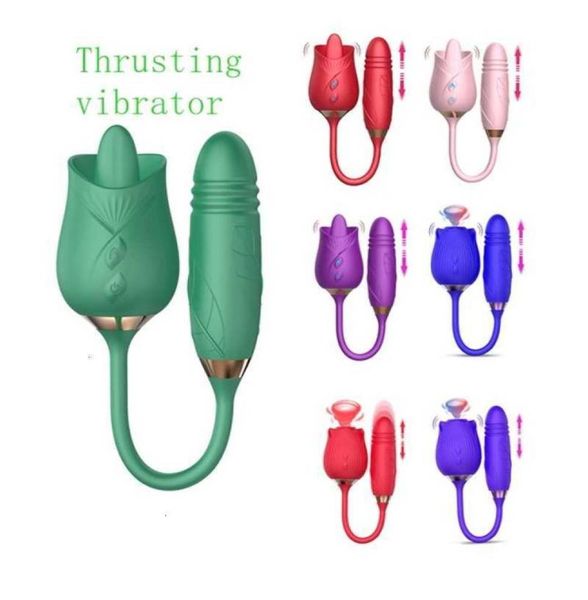 Giocattolo del sesso Massaggiatore Spinta Dildo Succhiare Lingua vibrante Leccare Giocattoli del clitoride per le donne Vibratore rosa9026561