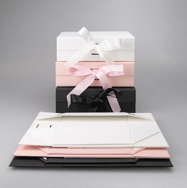 1 pz Cartone Bow Wrap Confezione regalo Clamshell Magnete pieghevole TopGrade Wedding Party Wrapping Packaging di stoccaggio 240226