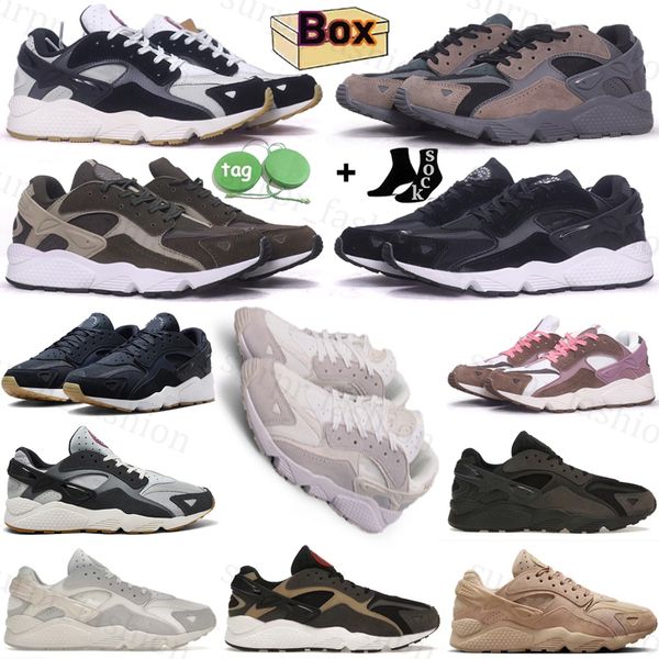 2024 Scarpe da ginnastica basse da uomo Huarache Runner Grigio fumo chiaro Nero Medio Cenere Antracite Platino puro Marrone riso rosa Sesamo Scarpe da corsa firmate da donna con scatola