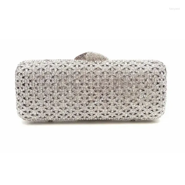 Abendtaschen Lady Strass Brautjungfer Clutch Geldbörse Braut Silber Kette Schulterhandtaschen für Hochzeit/Cocktail/Party/Abschlussball