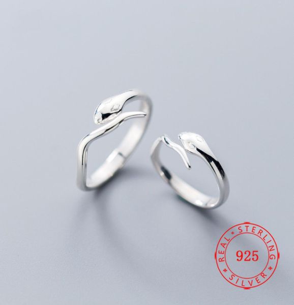 Tendenza animale anello gioielli regolabile in argento sterling 925 all'ingrosso fatto a mano da donna gioielli da sposa amico serpente anelli2151910