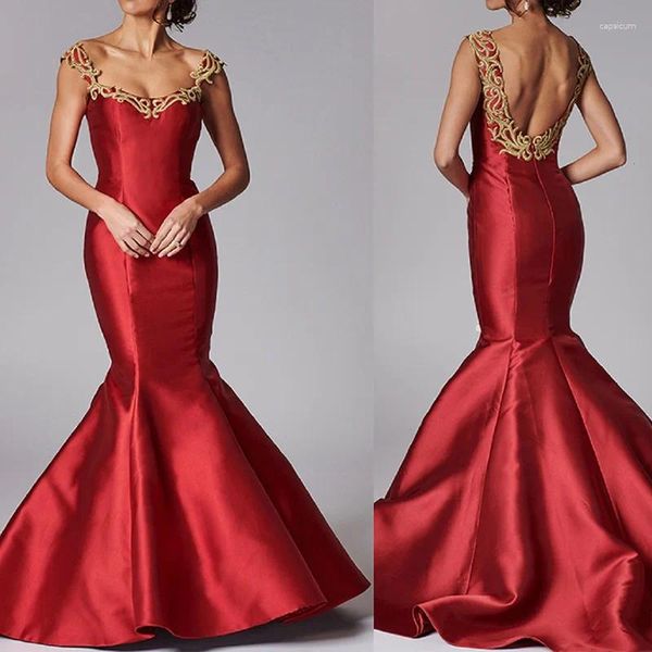 Abiti da festa 2024 Elegante sirena rossa Prom Abito con cinturino per spaghetti Abito da sera per donna Vestido Fiesta Noche