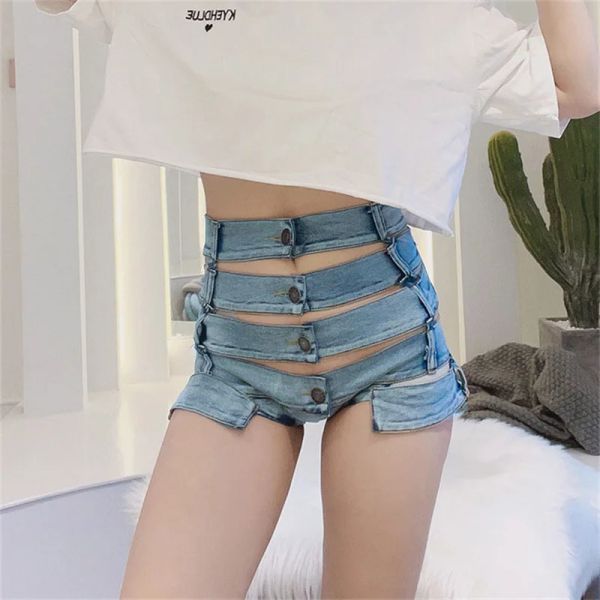 Kadın Şort Kot Şort Y2K Jeans Kadın Pantolon Jean Femme Mini Kısa Mujer Giyim Seksi Pamuk Yüksek Bel Düğmeleri Ultrashort Şeftali Kalça