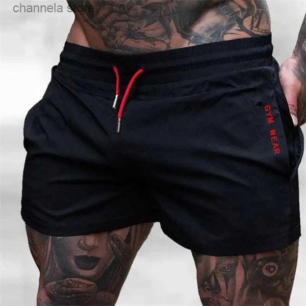 Shorts masculinos shorts quentes de pouco peso fino calças curtas correndo agachamento fitness shorts masculino ginásio wear de secagem rápida shorts com cordão t240227