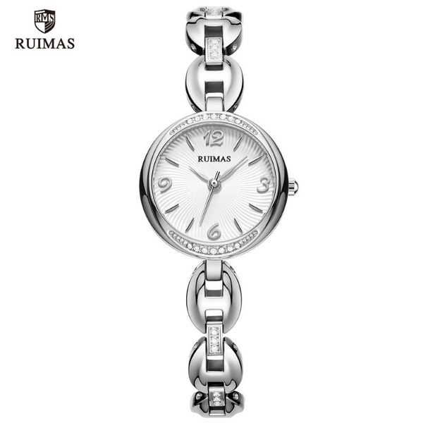 2020 Ruimas Luxury Quartz Watches Women Gümüş Bilezik Zarif Holluwatch Lady Woman Su geçirmez Watch Relojes de Lujo Para Mujere242d