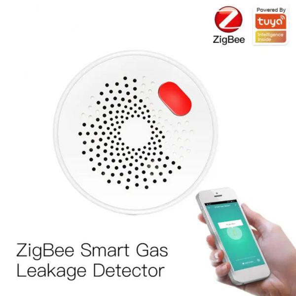 Dedektör Tuya Zigbee Akıllı Gaz Sızıntısı Dedektörü Akıllı Ev Güvenliği Koruması 70dB Hafif Alarm Akıllı Yaşam Uygulaması Zigbee Ağ Geçidi ile Çalışma