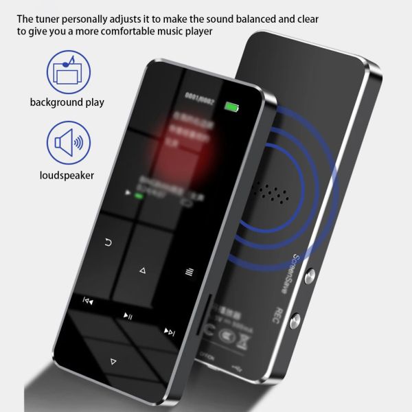 Player mp3 player com Bluetooth Buildin Speaker Touch Key FM Radio Video Play Ebook Hifi Metal MP 4 Music Player 16G