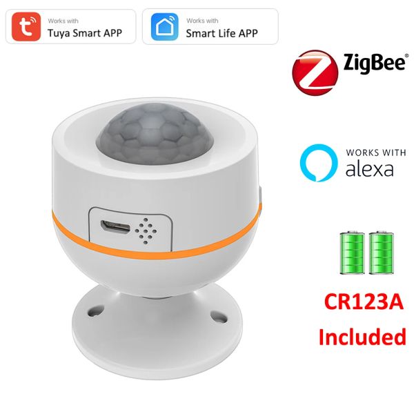 Detector Tuya Smart ZigBee Bateria USB PIR Sensor de movimento Detector 10M de distância 120 ° Sensor de movimento de ângulo de detecção Alexa Creat A Rotina