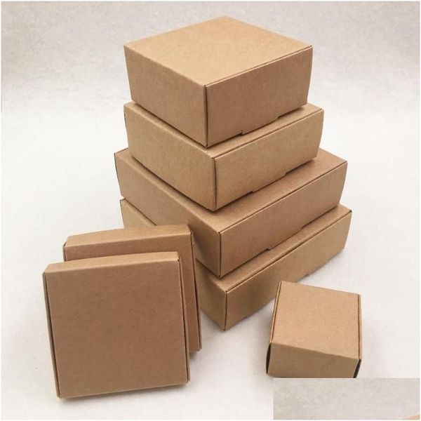 Geschenkpapier 24 teile / los 7 Größen Kleine Kraftkarton-Verpackungsbox Handgemachte Seifensüßigkeiten für Hochzeitsdekorationen Event Party Supplies Drop D Dhwpt