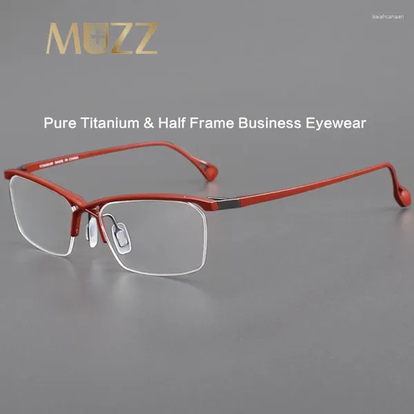 Sonnenbrillenrahmen aus reinem IP-Titan für Männer und Frauen, Myopie, optische verschreibungspflichtige Brillen, fortschrittliche Business-Halbrahmen, handgefertigte Brillen