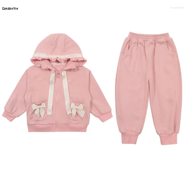 Set di abbigliamento OASHTH Completo da bambina Cardigan primaverile e autunnale Set da due pezzi casual per bambini