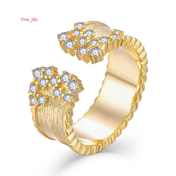 Anello aperto in oro 18 carati Anello con diamanti Gioielli personalizzati Donna Moda Uomo Gioielli regalo giallo Oro Vermeil Argento 925 Zircone argento