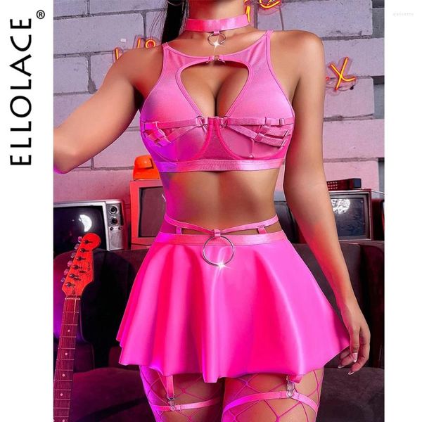 Set di reggiseni Ellolace Lingerie sexy Festival Outfit Intimo da discoteca Abito con giarrettiera Intimo cut-out Kit reggiseno Push Up Fantasia esotica