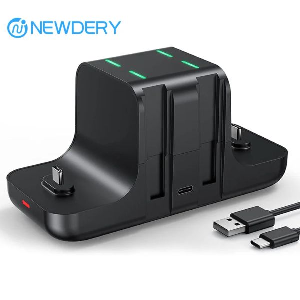 Caricabatterie NEWDERY Dock di ricarica controller 6 in 1 per Nintendo Switch Pro, Alimentatore Dock Station di ricarica rapida OLED ModelLite Joy con