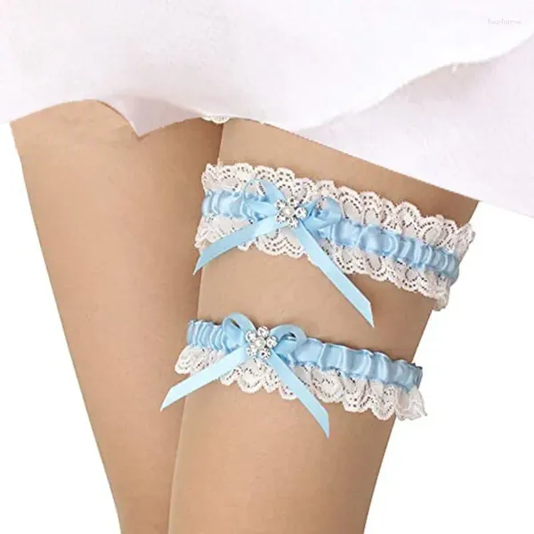 Strumpfbänder Sexy Braut Hochzeit Set Spitze Bein Strumpfband Gürtel Floral Strass Schleife Cosplay Geschenk Braut Andenken Junggesellinnenabschied Versorgung