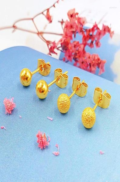 Brincos de garanhão 14k ouro amarelo pequena bola suave gota fosca para mulheres preencher festa de noivado de casamento jewlry presentes7504022