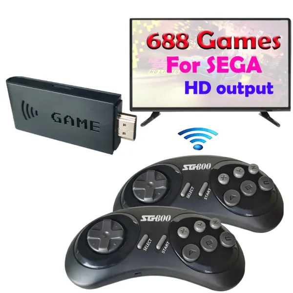 Konsolen Videospielkonsole für Sega Genesis Portable Handheld Game16 Bit Wireless Mini HD Game Stick 688 Retro-Spiele für Mega Drive