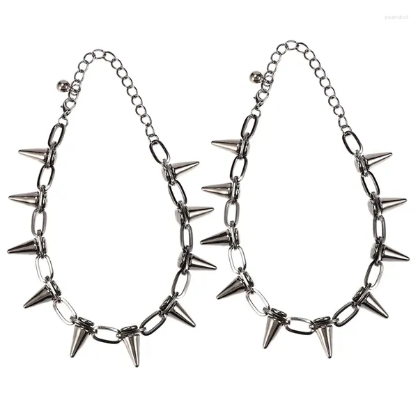 Charm-Armbänder, 2 x Metall-Spikes, Nieten, Nieten, Punk-Gothic-Halskette, Halsband