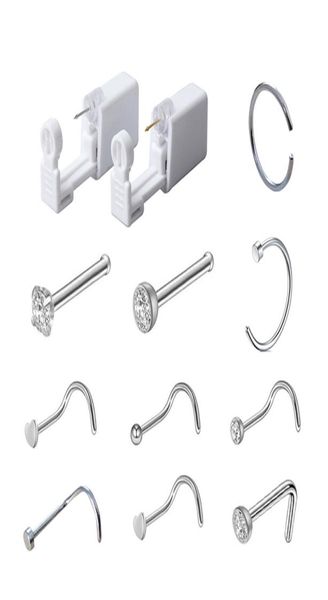 Einweg sicheres steriles Piercing -Gerät für Edelstein Nasenstollen Piercing Piercer Werkzeugmaschine Kit Ohrring Nase Bod Body Jewelry8709737