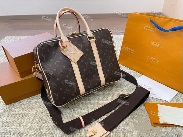 Настоящие кожаные сумки сумочки мужская портфель высококачественная дизайнерская сумка документ для ноутбука коричневая цветочная мешка для мужчин бренд буквы подлинная кожаная сумка поперечного кулака