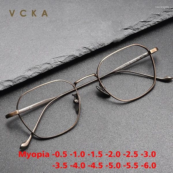 Occhiali da sole VCKA Vintage Pure Ultralight Titanium Occhiali da vista miopia Telaio da uomo Occhiali da vista Occhiali da donna Occhiali da -0,50 a -10