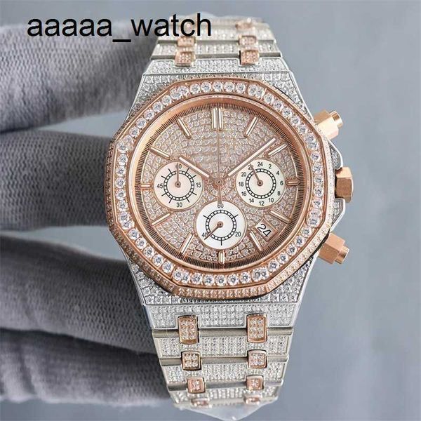 Diamonds Ap Handmade Watch Mens Importado Quartz Timing Movement Relógios 40mm com aço cravejado de diamantes 904l Sapphire Designer Lady Pulseira Montre De Luxe