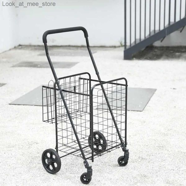 Carrello spesa carrello con ruota girevole a 360° copertura lunga in schiuma facile da piegare pieghevole Q240227