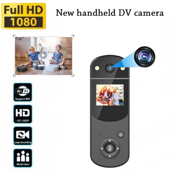 Jogadores portáteis mini câmera gravador com alto-falante 1080p visão noturna infravermelha luz de preenchimento corpo filmadora esporte dv cam mp3 player áudio