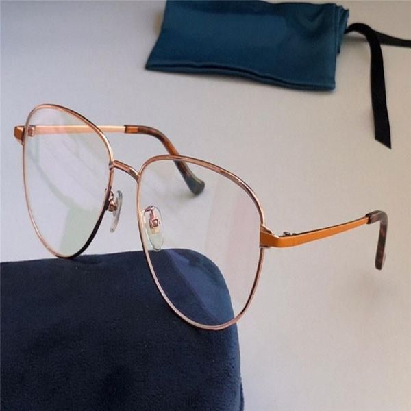 O novo design de moda óculos ópticos 0577 piloto metal quadro completo com lente transparente qualidade superior estilo popular234b