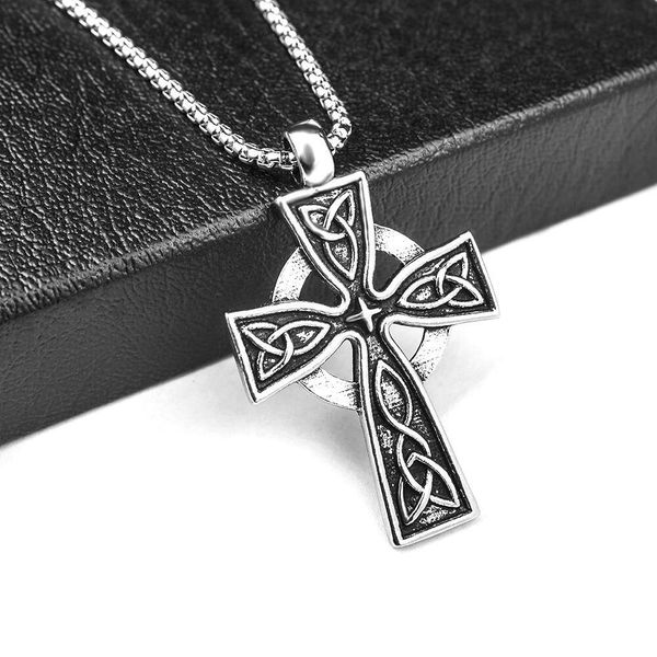 Кулон Wolf Tide Cross Иисус, ожерелье в стиле хип-хоп, античное серебро, титановая сталь, кулон, индивидуальная цепочка-воротник, подарок на день Святого Валентина для парня, оптовая продажа