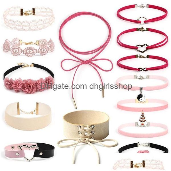 Halsbänder Rosa Designer-Halsketten Schmuck Frauen Collier-Halsketten Herz Kamelie Blume Unendlichkeitsform Verstellbare Statement-Halskette Dhzm1