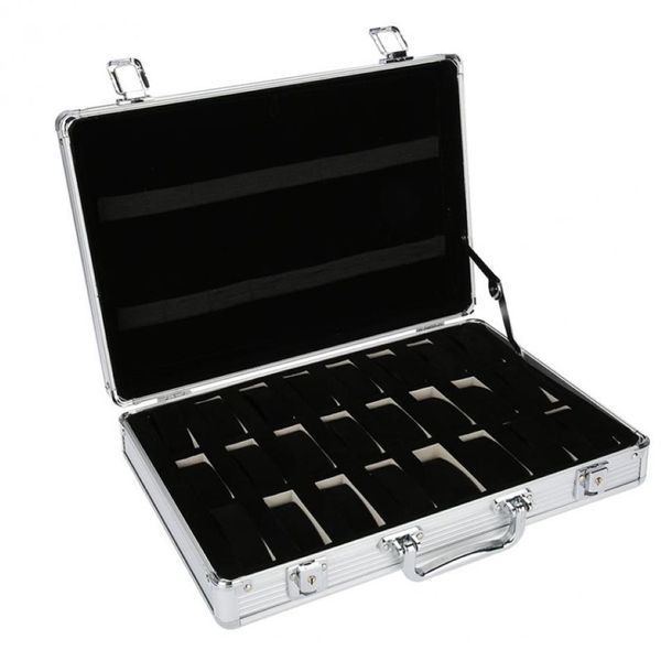 Алюминиевый чемодан с 24 сетками, ящик для хранения дисплея, ящик для хранения часов, кронштейн для часов, часы Clock227r