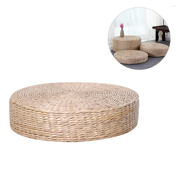 Pouf intrecciato con cuscino rotondo Tatami Tappetino yoga tradizionale giapponese Tappetino da meditazione intrecciato 40x6 cm per vivere