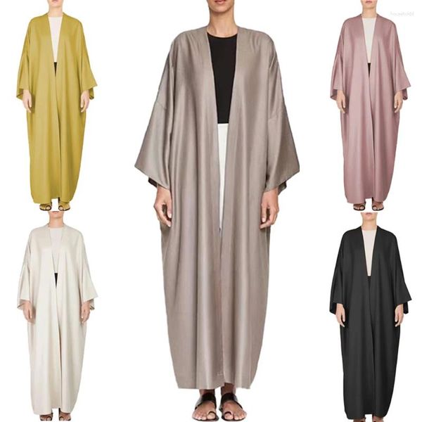 Abbigliamento etnico Modesto Abaya Casual Donna musulmana Cardigan aperto Abito lungo ampio Kimono turco Abito arabo Eid Party Islam Ramadan Caftano