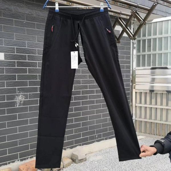 Pantaloni da uomo Pantaloni estivi casual in seta di ghiaccio traspiranti Cerniera invisibile Sedile aperto Sesso da uomo Comodo carico largo