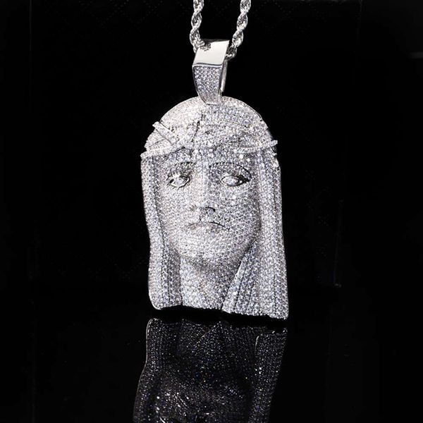 Gioielli da uomo Hip Hop ghiacciati personalizzati JESUS S Sier Vvs Moissanite Diamond per collana a catena da tennis Ciondolo a maglie