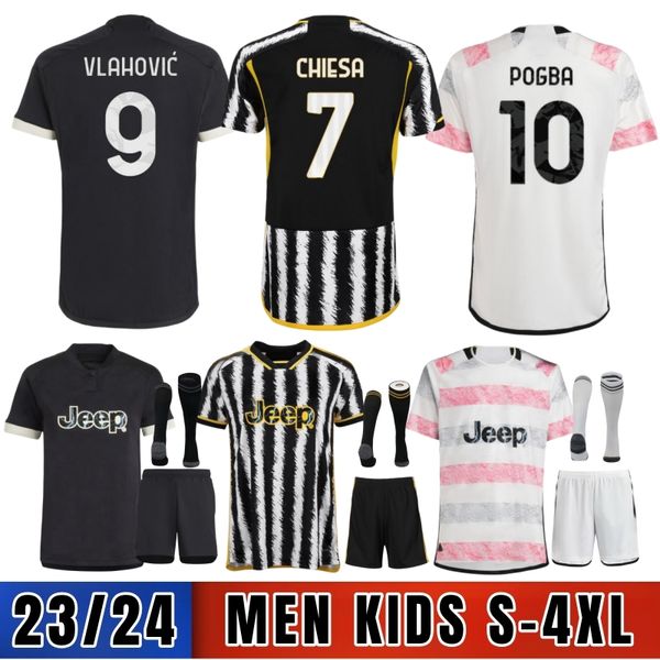 Maglia Dusan Vlahovic Chiesa Juventuse Maglie da calcio Weston McKennie 23 24 Rabiot De Sciglio Divisa per bambini Bremer Chiellini Bonucci Pogba Kean Danilo Locatelli