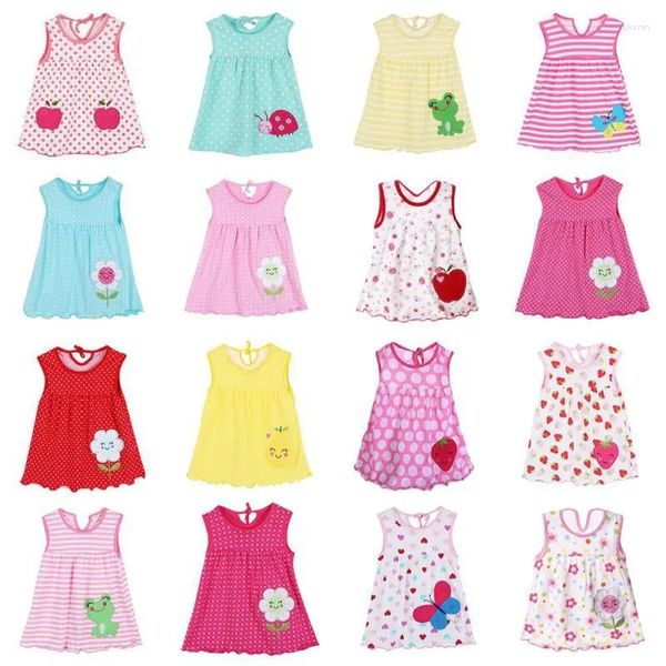 Vestidos de menina 0-12m nascidos algodão flor sem mangas bebê meninas verão multi padrão roupas crianças vestido de princesa para 0-1y crianças