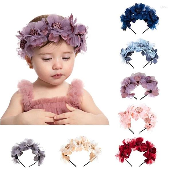 Haarschmuck F62D Baby Floral Hoop Haarband Künstliche Blume Stirnband Prinzessin Pografie Requisiten