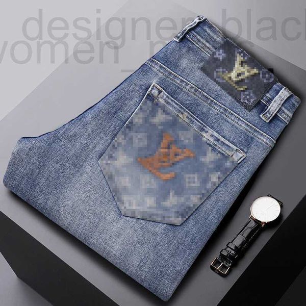 24ss jeans masculinos designer europeu outono e inverno novo produto de alta qualidade grande vaca slim fit pés pequenos calças compridas na moda juventude 28-36 38