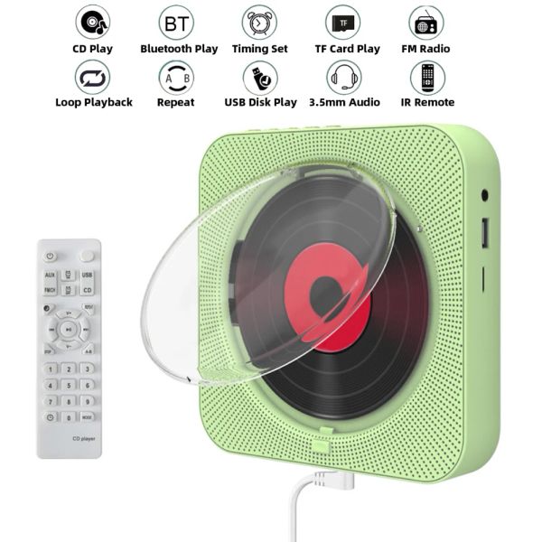 Lautsprecher tragbare CD -Musikplayer LED -Display Bluetooth Compatible 5.1 Stereo -Lautsprecher CD -Player FM Radio Infrarot Wireless Fernbedienung